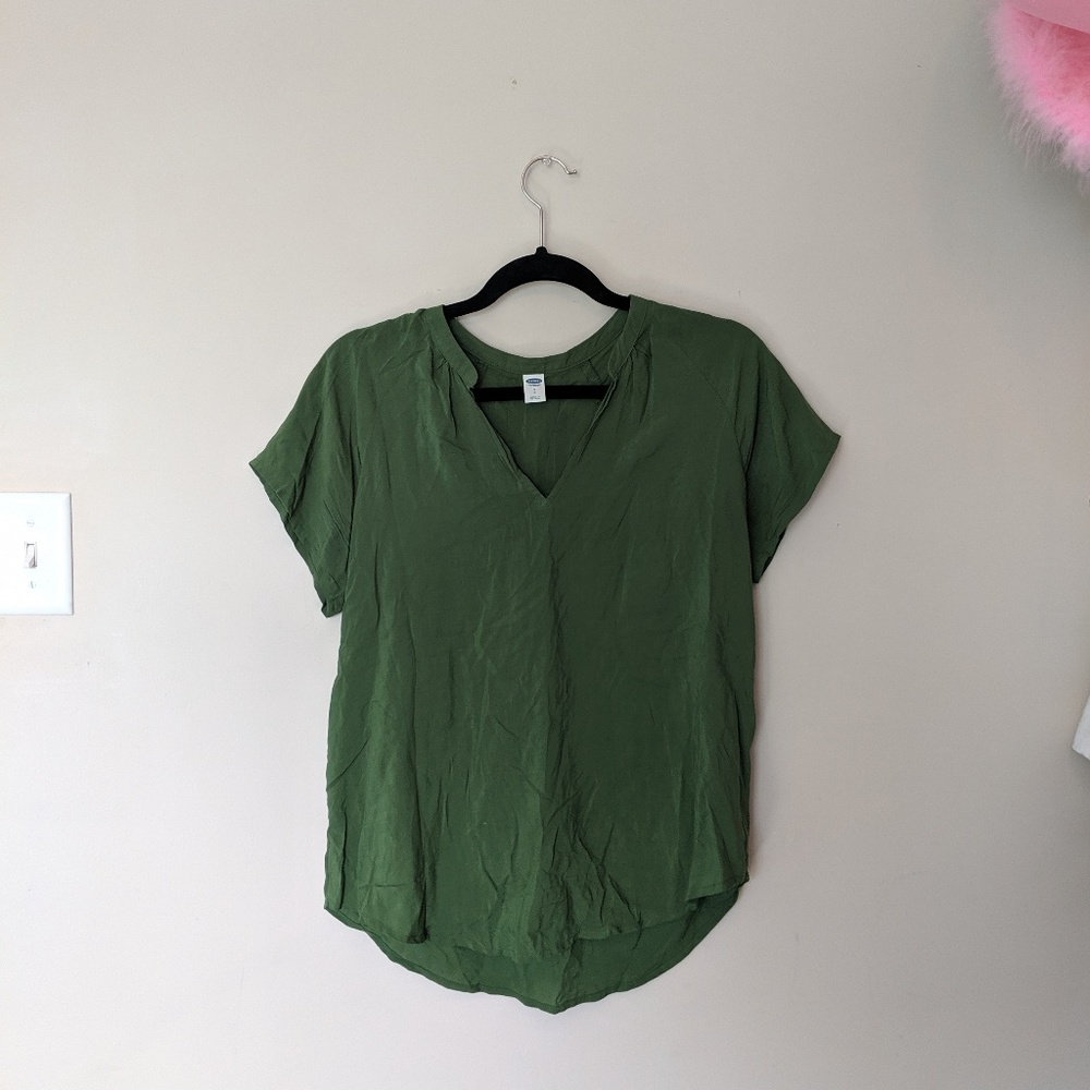 Old Navy Green V-Neck Blouse